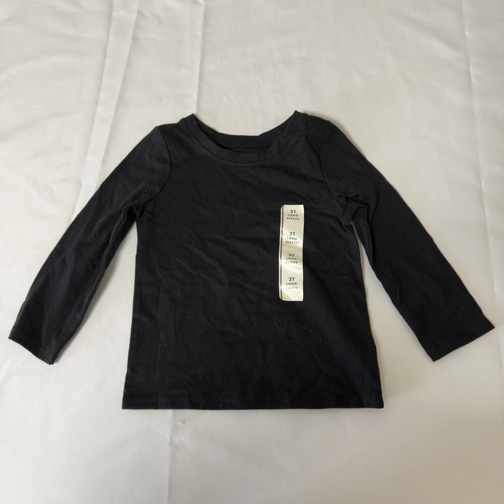 Cat & Jack Basic Long Sleeve T-Shirt Toddler Girls Size 2T Black